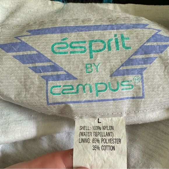 Esprit Vintage Blue and Black Windbreaker with 90s Aesthetic - Picture 3 of 10